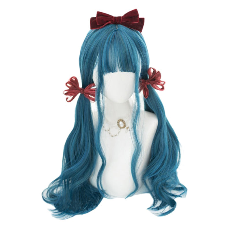 Cosplay Wig Long Ombre Teal Blue with Bangs