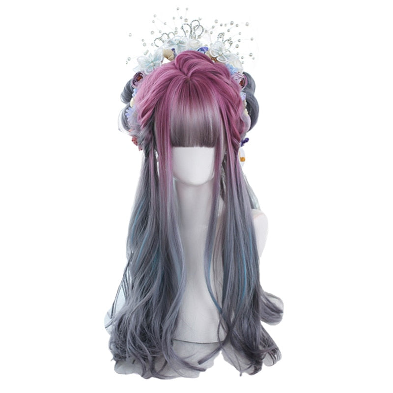 Ombre Cosplay Wig Long Wavy with Bangs