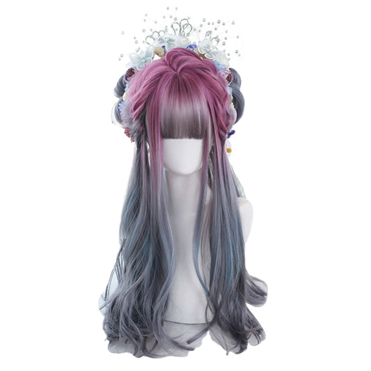 Ombre Cosplay Wig Long Wavy with Bangs