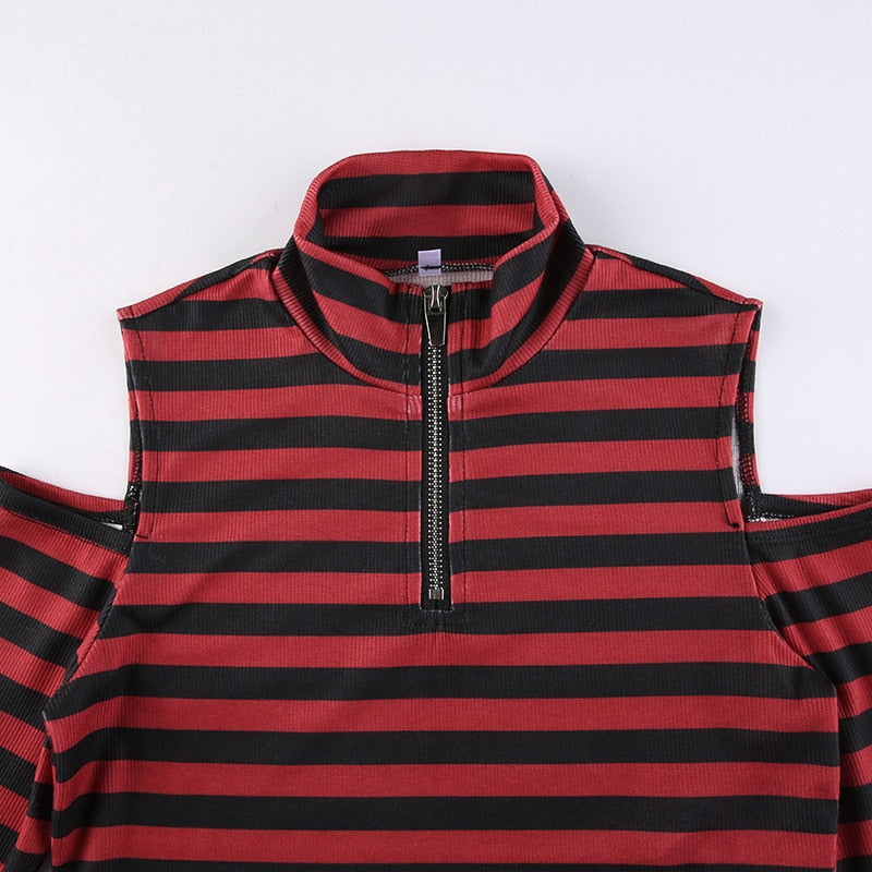 Dark Grunge E-Girl Striped Crop Top
