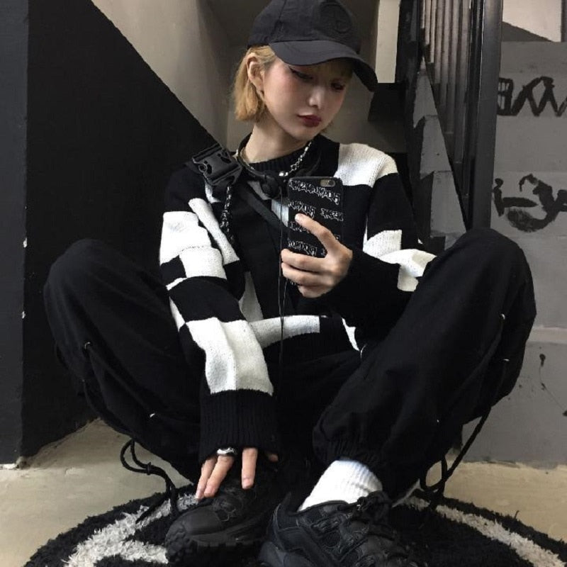Large Checkerboard Oversize Sweater