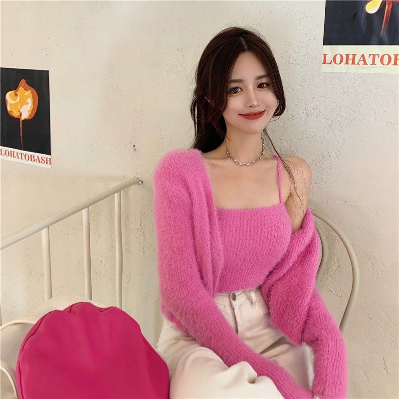 Soft Girl Cardigan Camisole Sweater Set