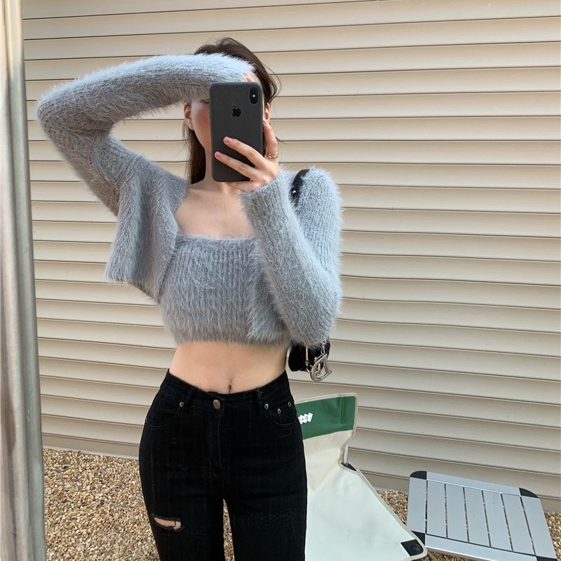 Soft Girl Cardigan Camisole Sweater Set