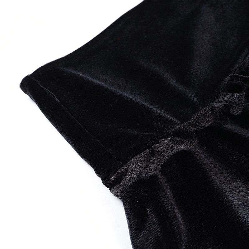 Velvet Cross Gothic Black Lace Skirt
