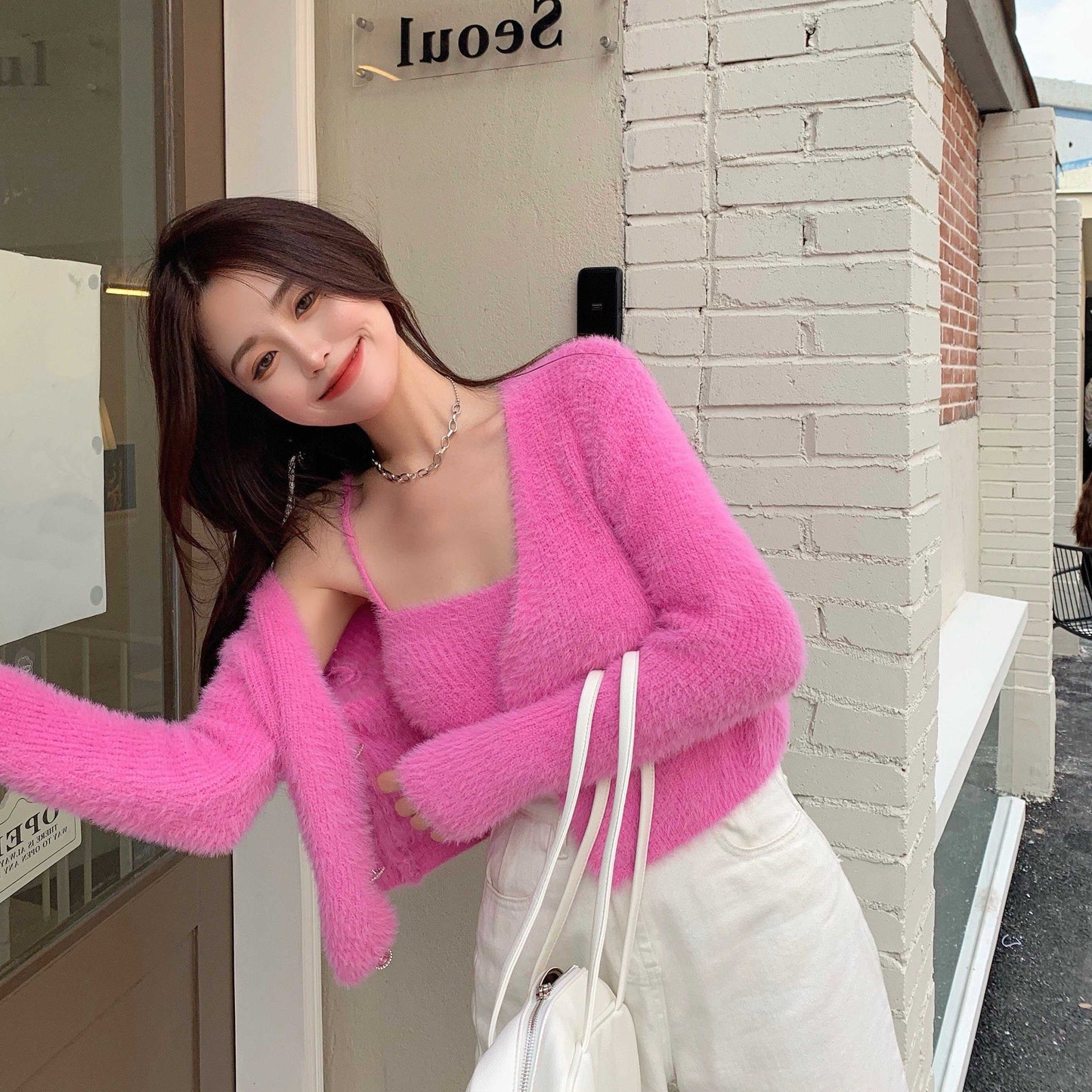Soft Girl Cardigan Camisole Sweater Set