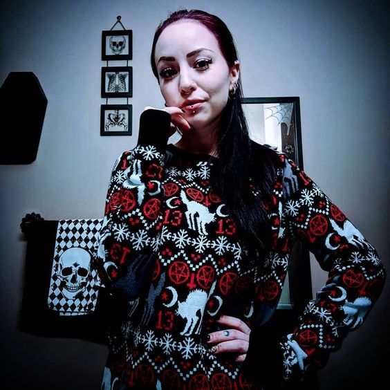 Holiday Christmas Sweater Gothic Cat