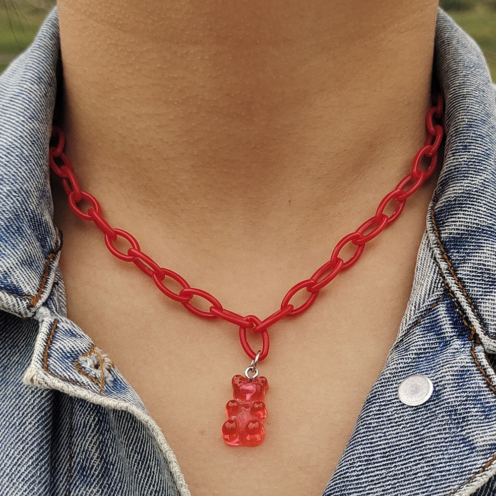 Egirl Kawaii Gummy Bear Acrylic Necklace