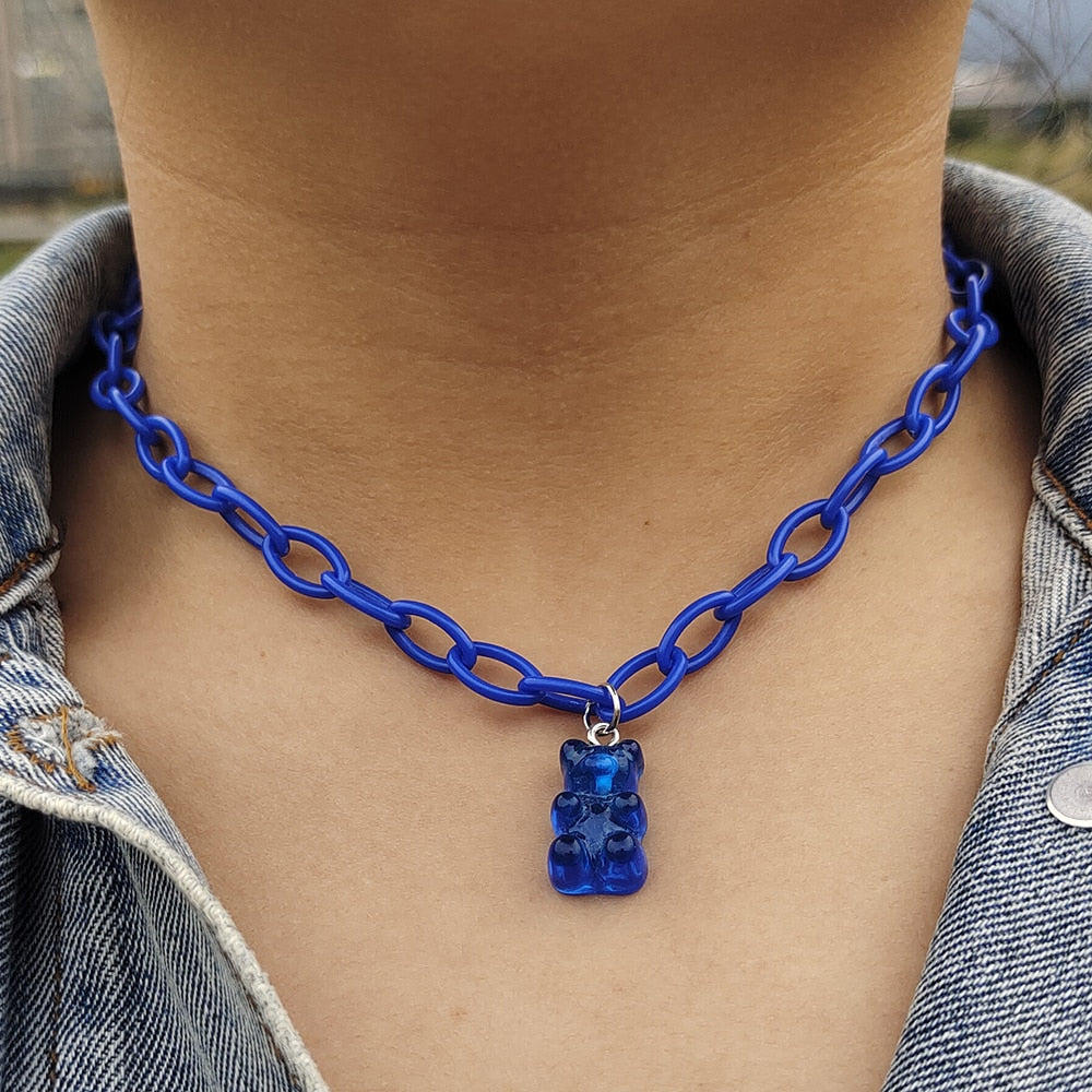 Egirl Kawaii Gummy Bear Acrylic Necklace