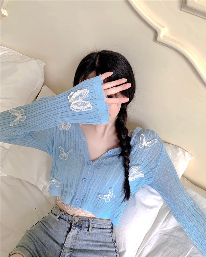 Soft Girl Butterfly Knit Cardigan