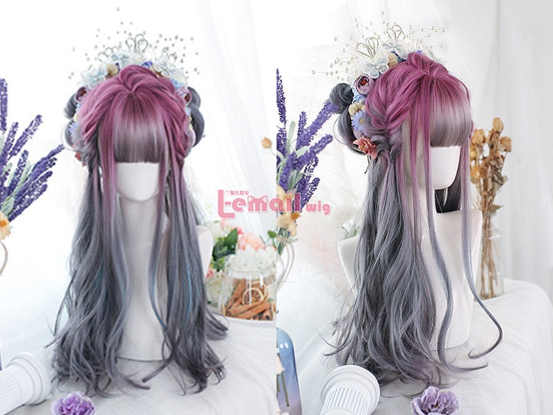 Ombre Cosplay Wig Long Wavy with Bangs