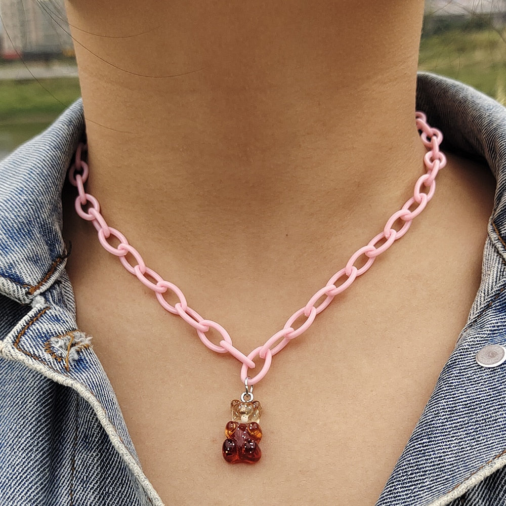 Egirl Kawaii Gummy Bear Acrylic Necklace
