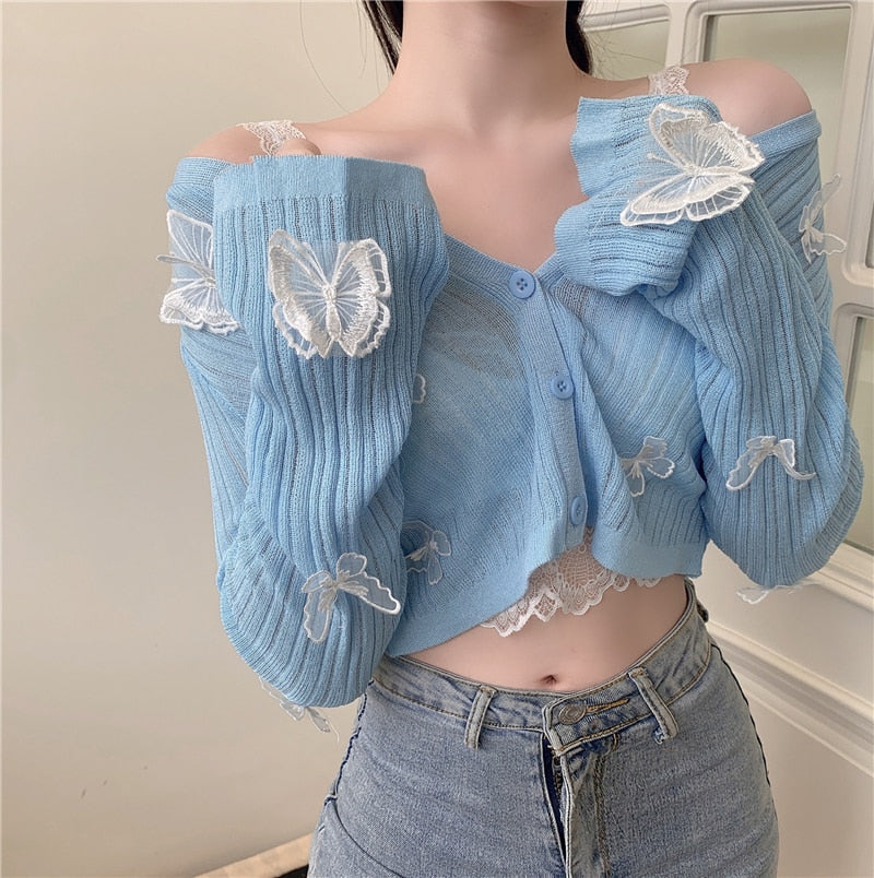 Soft Girl Butterfly Knit Cardigan