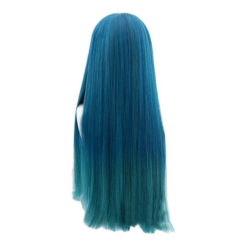 Cosplay Wig Long Ombre Teal Blue with Bangs