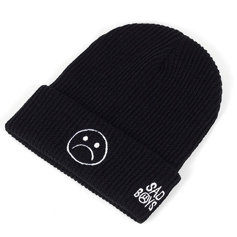 Sad Face Emoji Sad Boys Knitted Beanie Hat