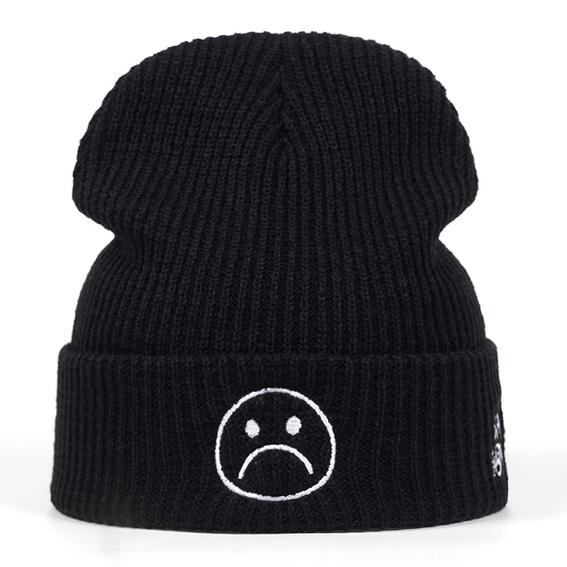 Sad Face Emoji Sad Boys Knitted Beanie Hat