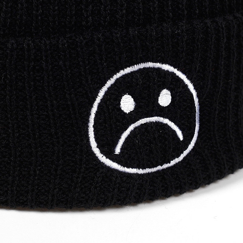 Sad Face Emoji Sad Boys Knitted Beanie Hat