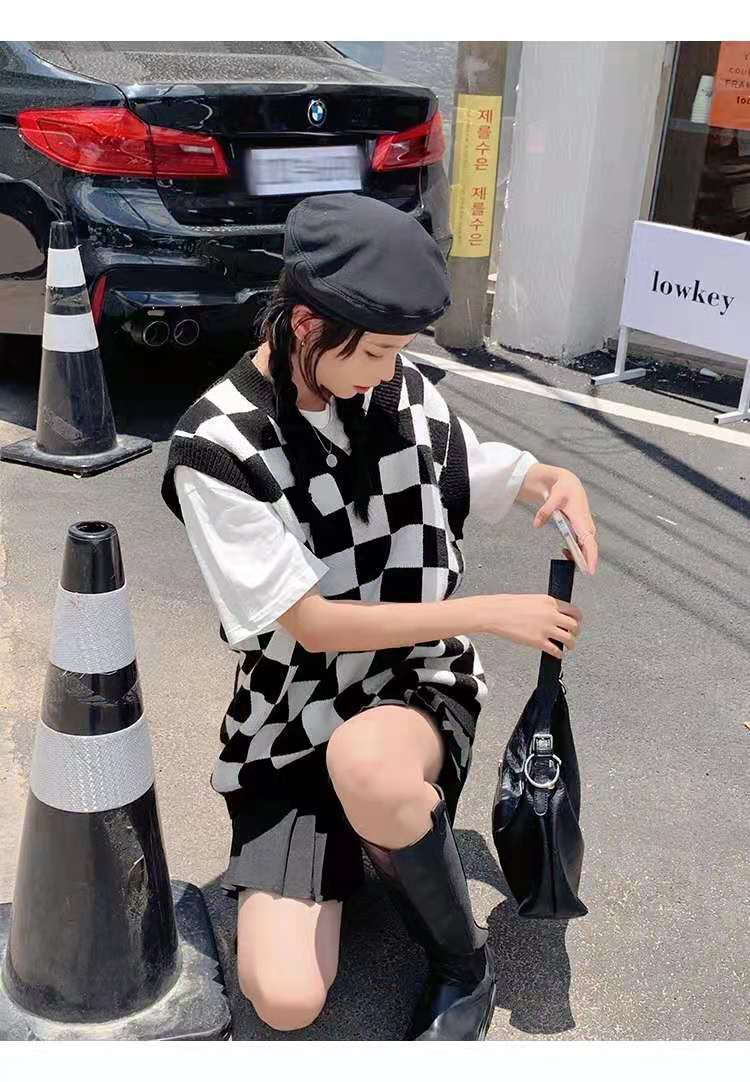 Wednesday Checkerboard Knitted Sweater