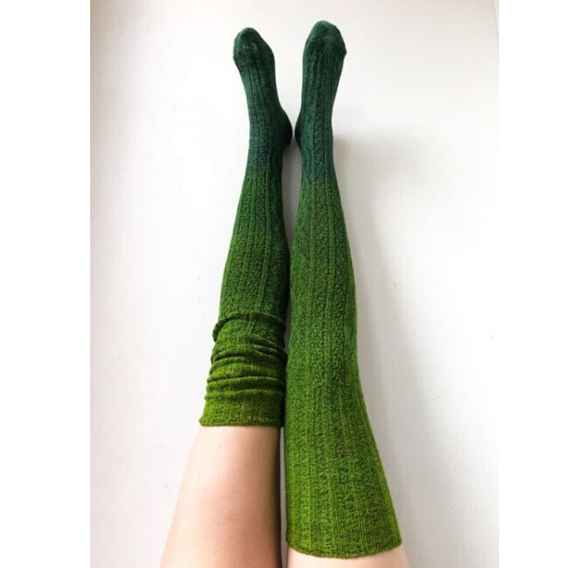 Dark Ombre Thigh High Socks