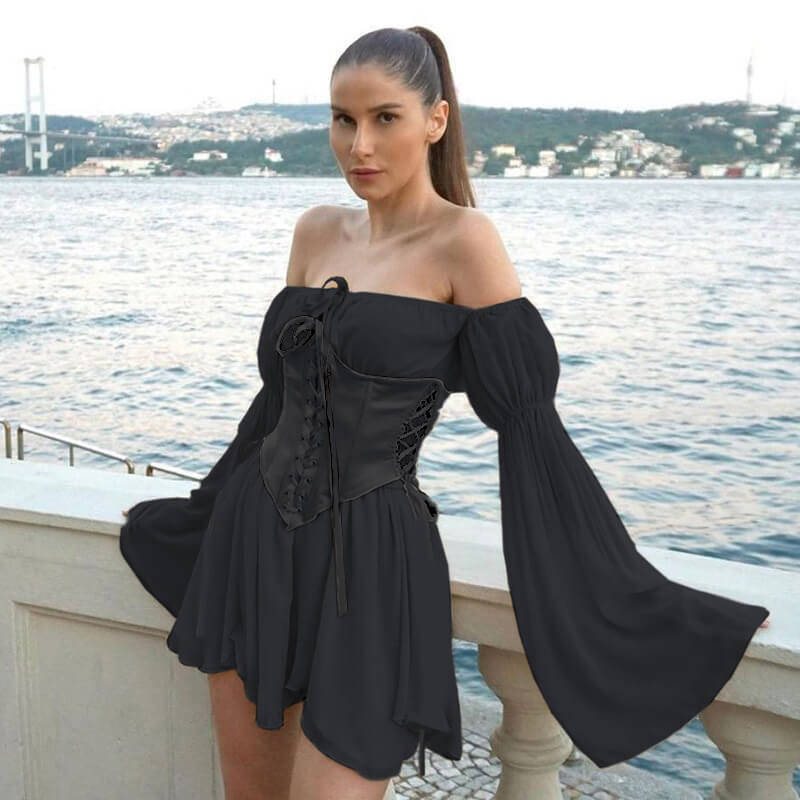 Gothic Mini Dress Corset Set
