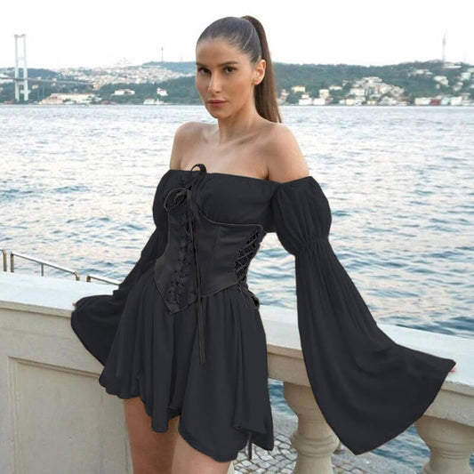 Gothic Mini Dress Corset Set