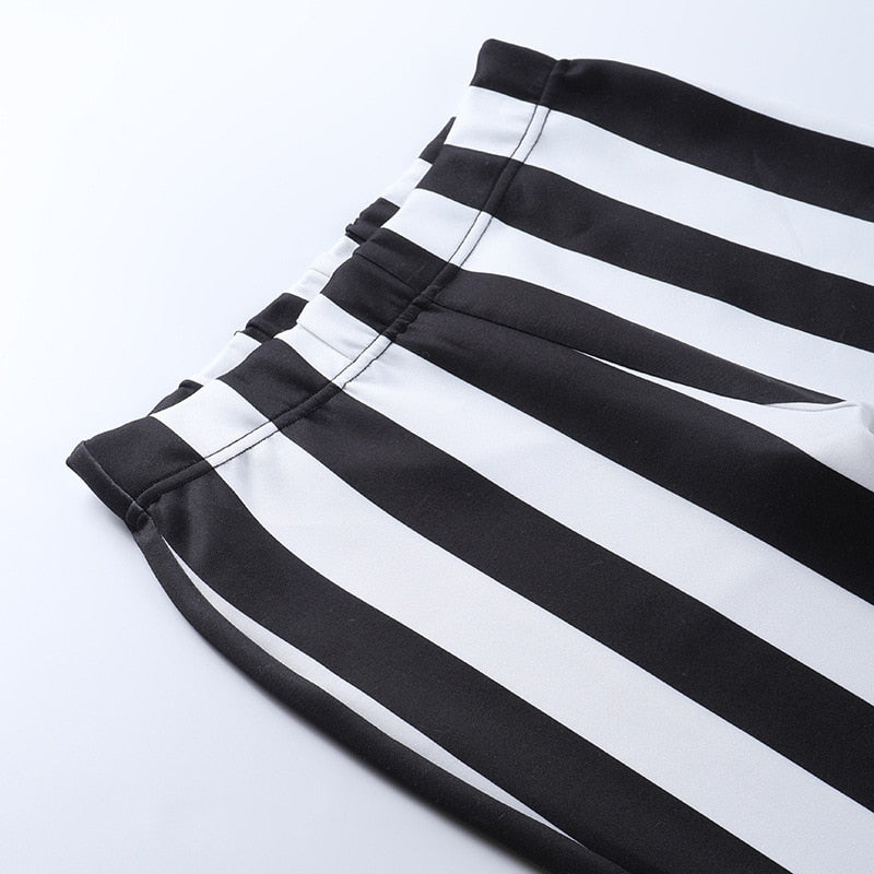 Gothic Striped High Waist Flare Pants