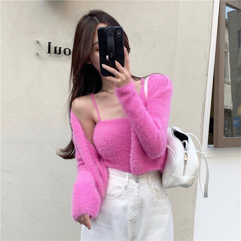 Soft Girl Cardigan Camisole Sweater Set