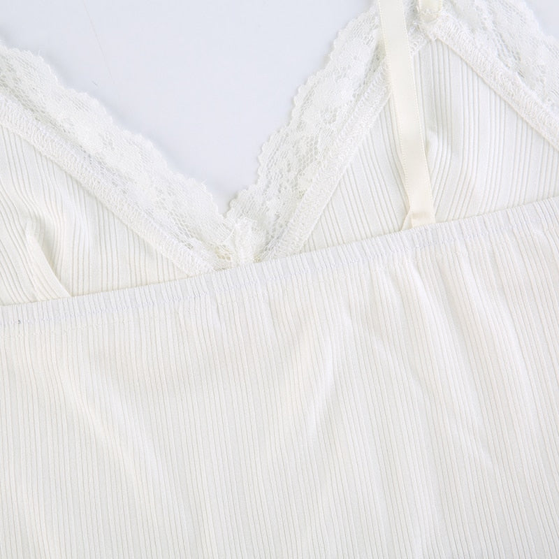 Soft Girl Y2K Lace Trim Crop Top