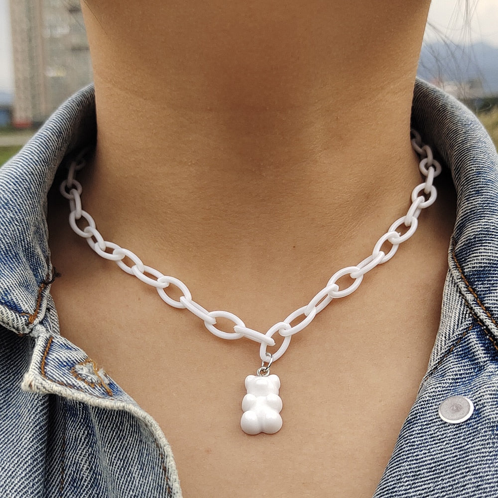 Egirl Kawaii Gummy Bear Acrylic Necklace