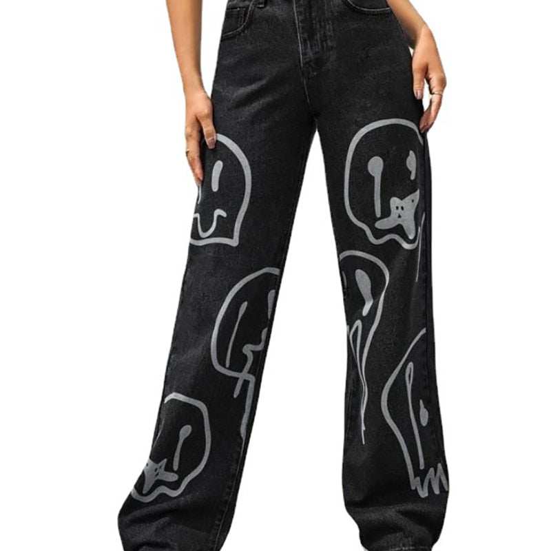 Trippy Smiley Loose Jeans