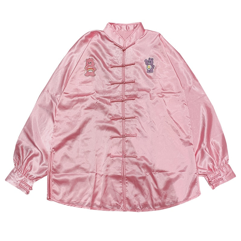 Kawaii Chinese Pink Satin Loungewear Set