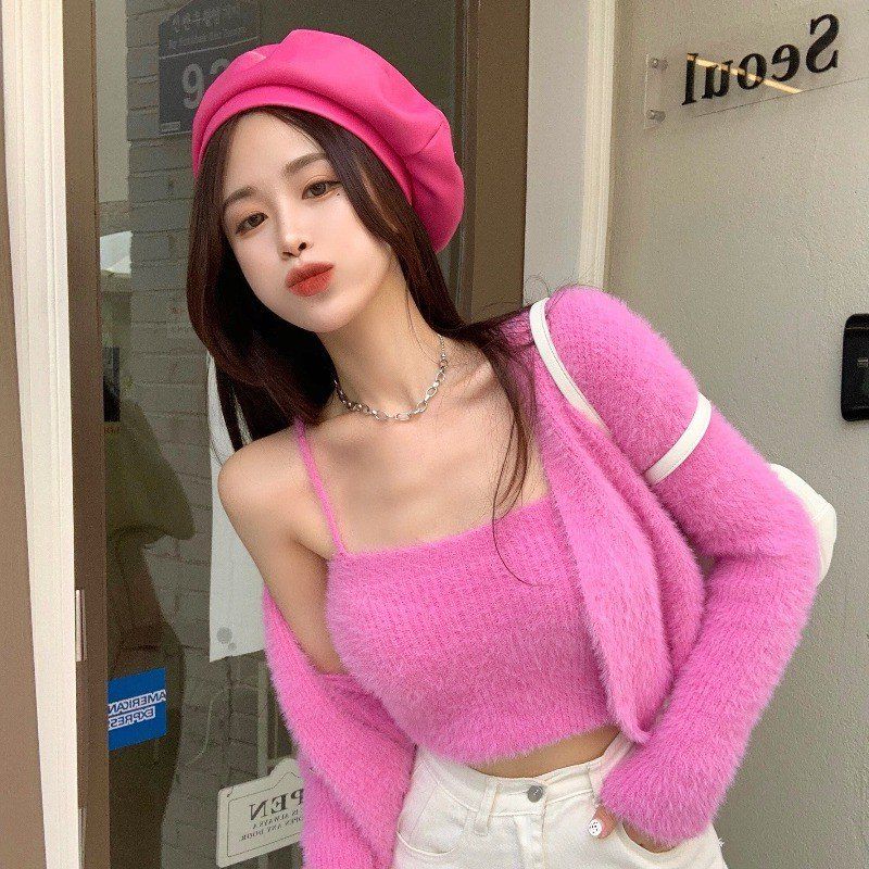 Soft Girl Cardigan Camisole Sweater Set