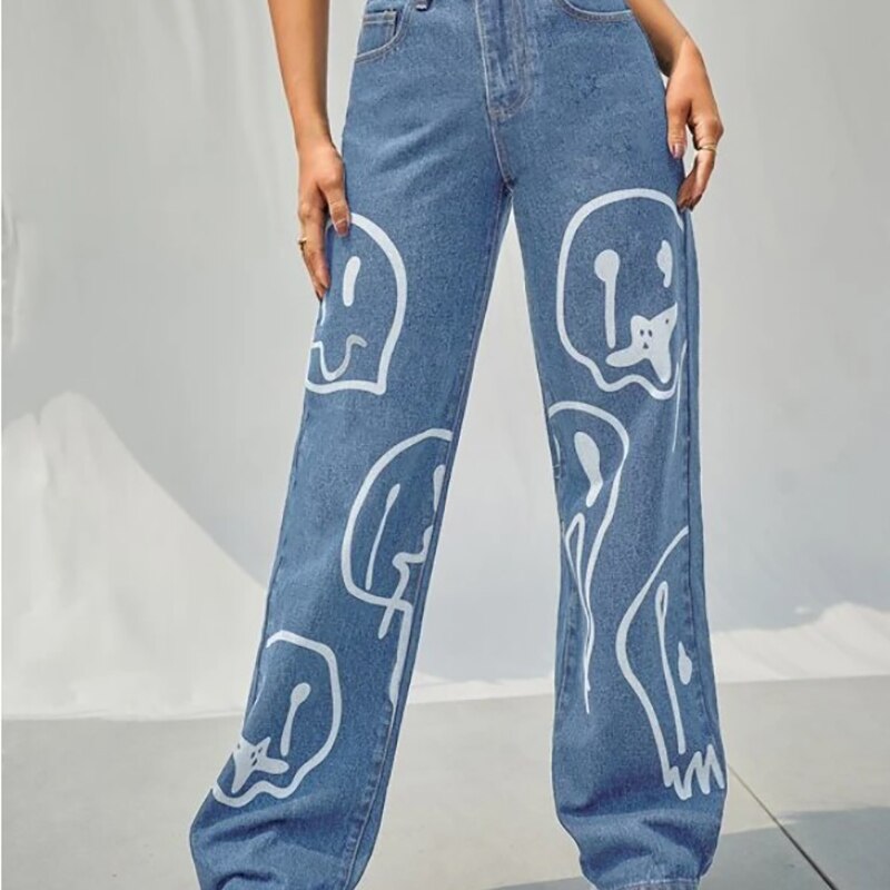Trippy Smiley Loose Jeans