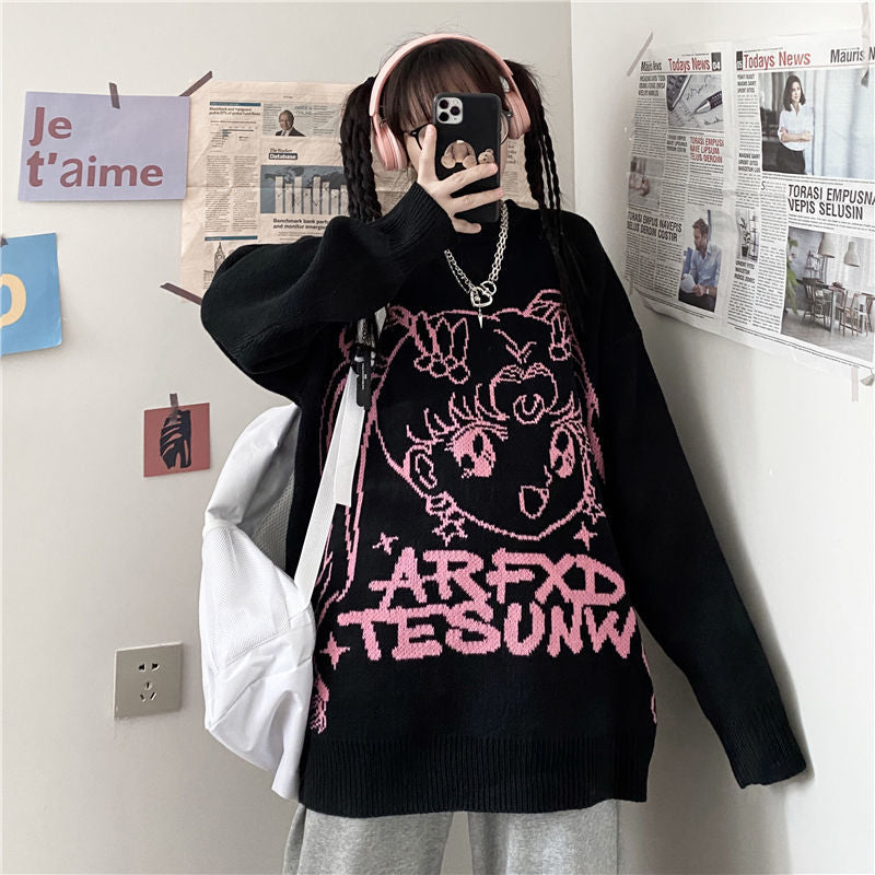 Sailor Moon Anime Pastel Goth Sweater