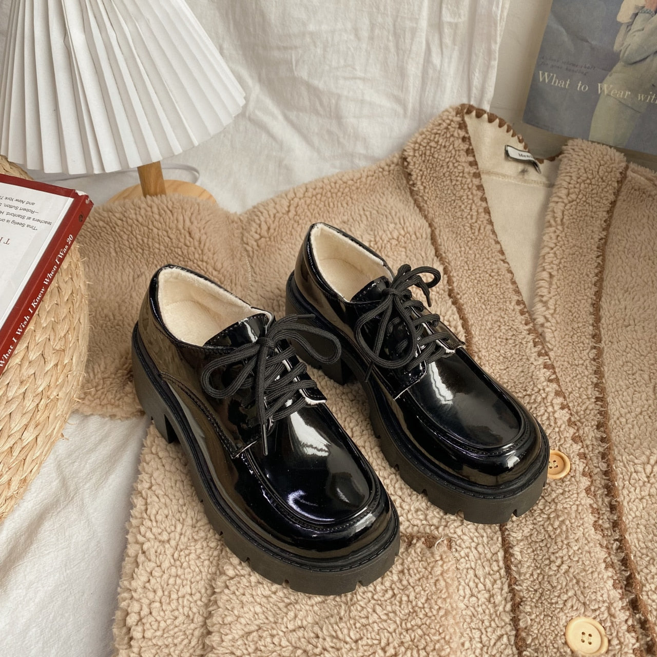 Dark Academia British School Uniform Shoes