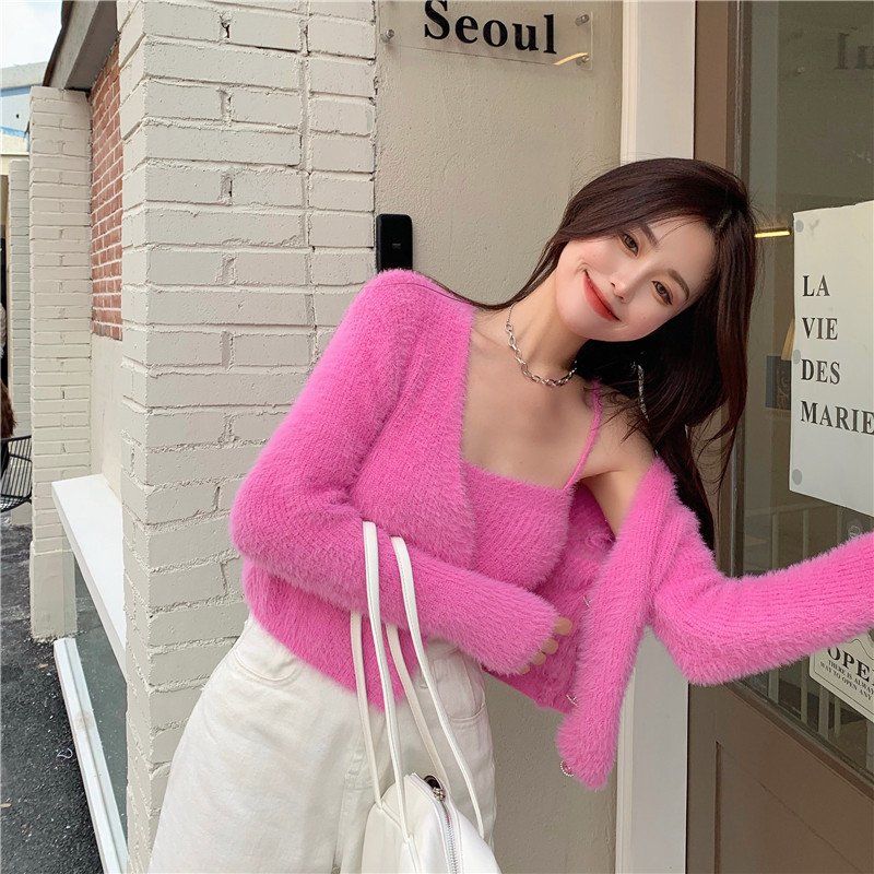 Soft Girl Cardigan Camisole Sweater Set