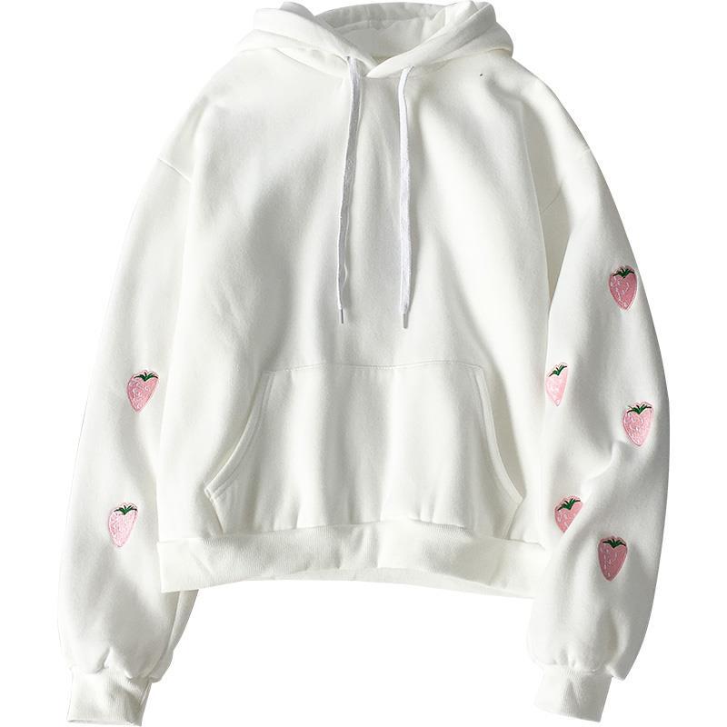 Strawberry Embroidery Hoodie Sweatshirt