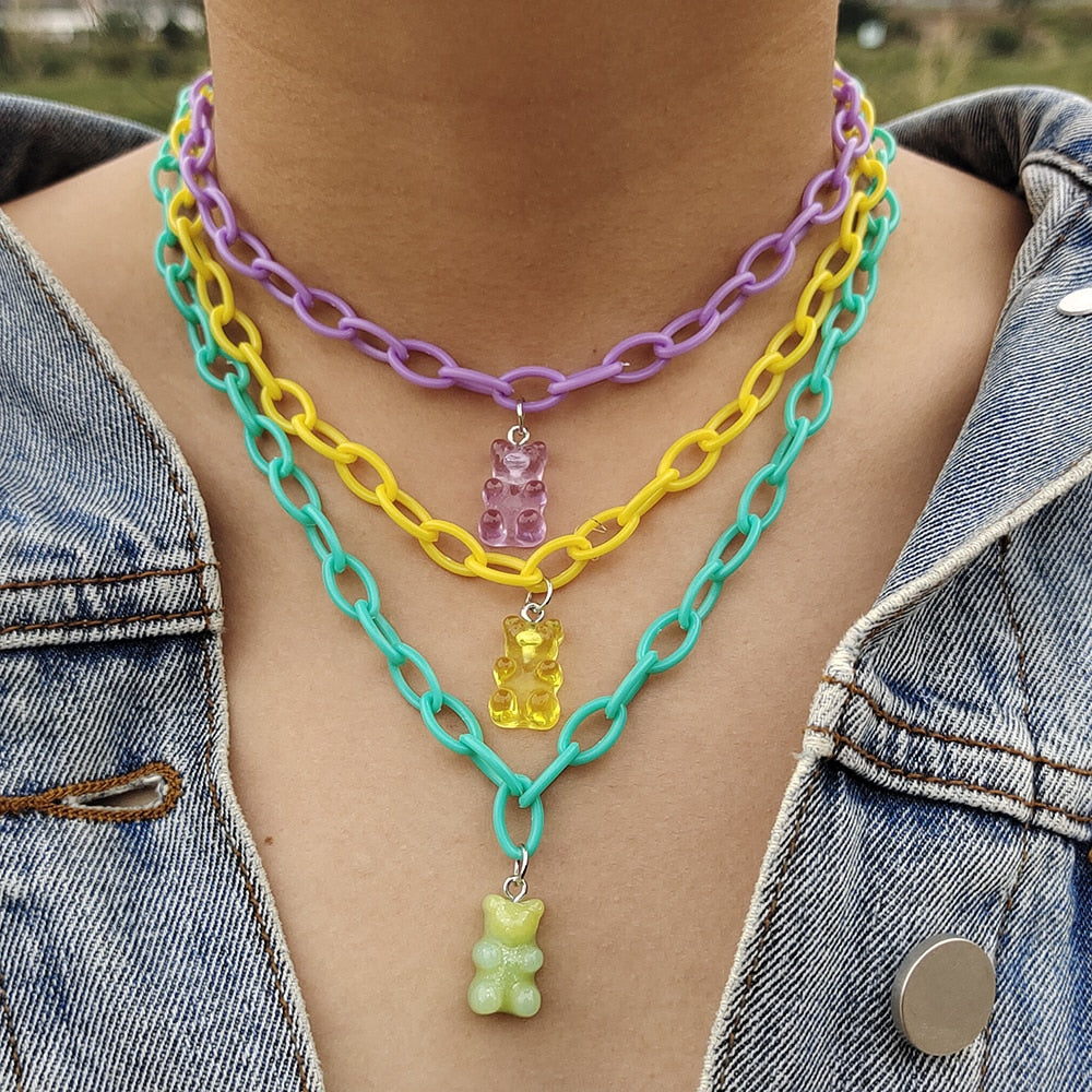 Egirl Kawaii Gummy Bear Acrylic Necklace