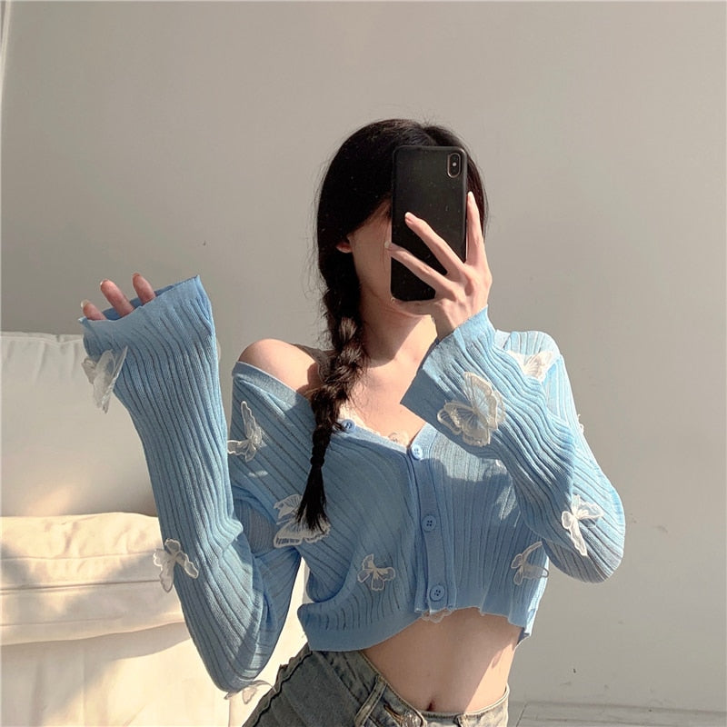 Soft Girl Butterfly Knit Cardigan