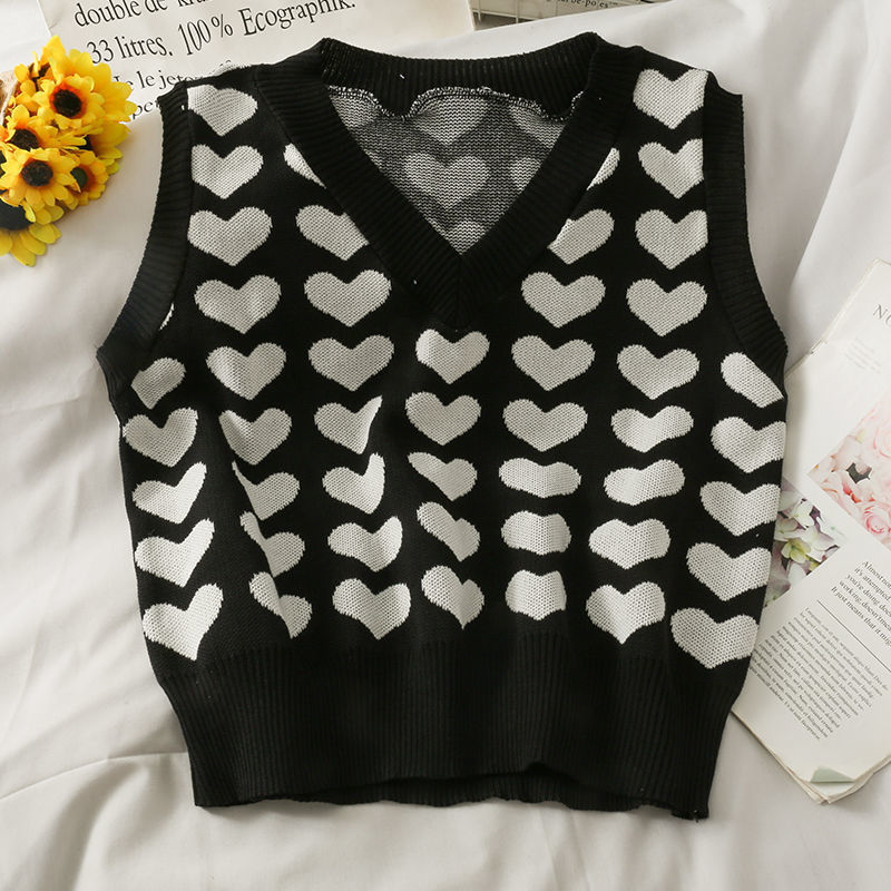 Lovecore V-Neck Knit Sweater Vest
