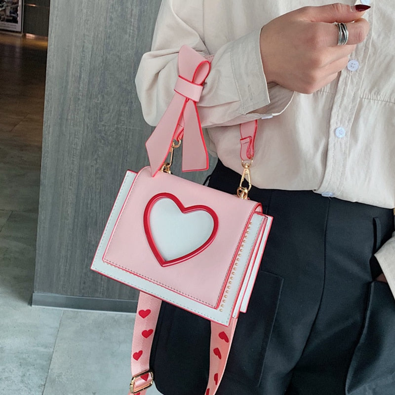 Y2K Heart Hollow Out Crossbody Bag