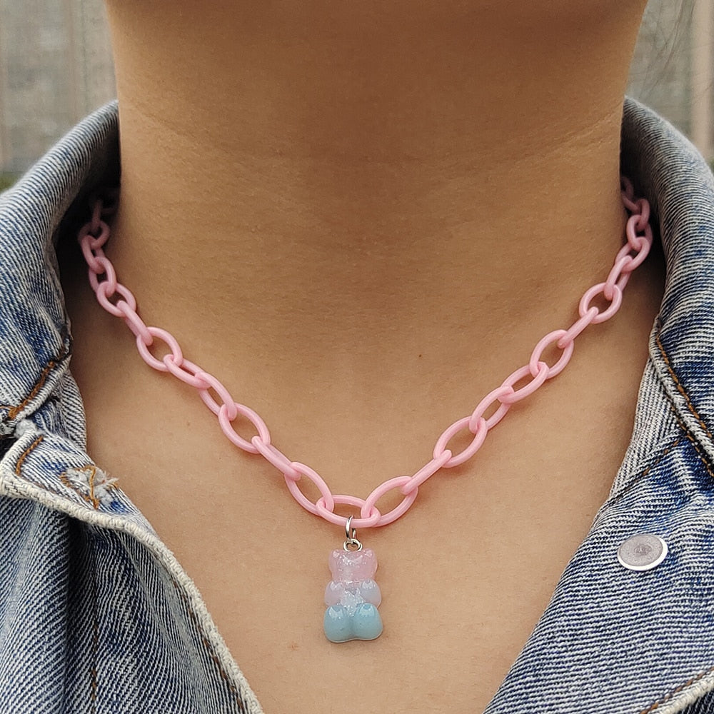 Egirl Kawaii Gummy Bear Acrylic Necklace