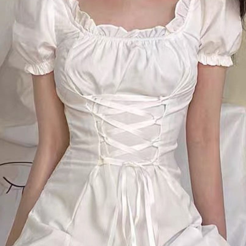 Soft Girl Aesthetic Mini Dress A-line White