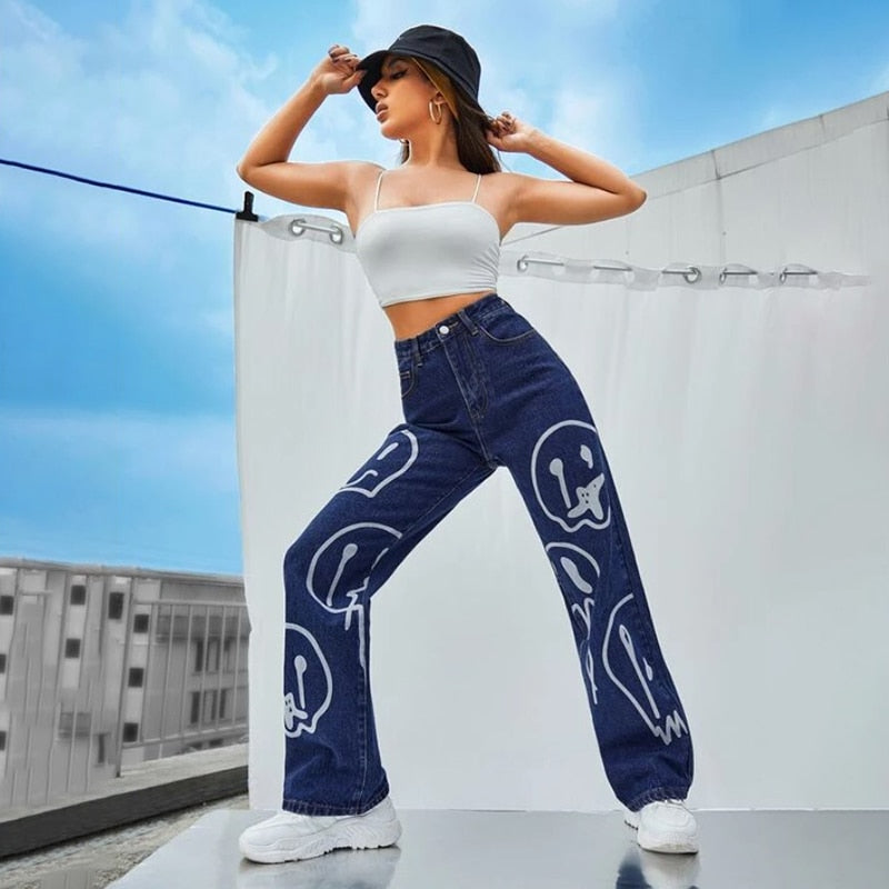 Trippy Smiley Loose Jeans