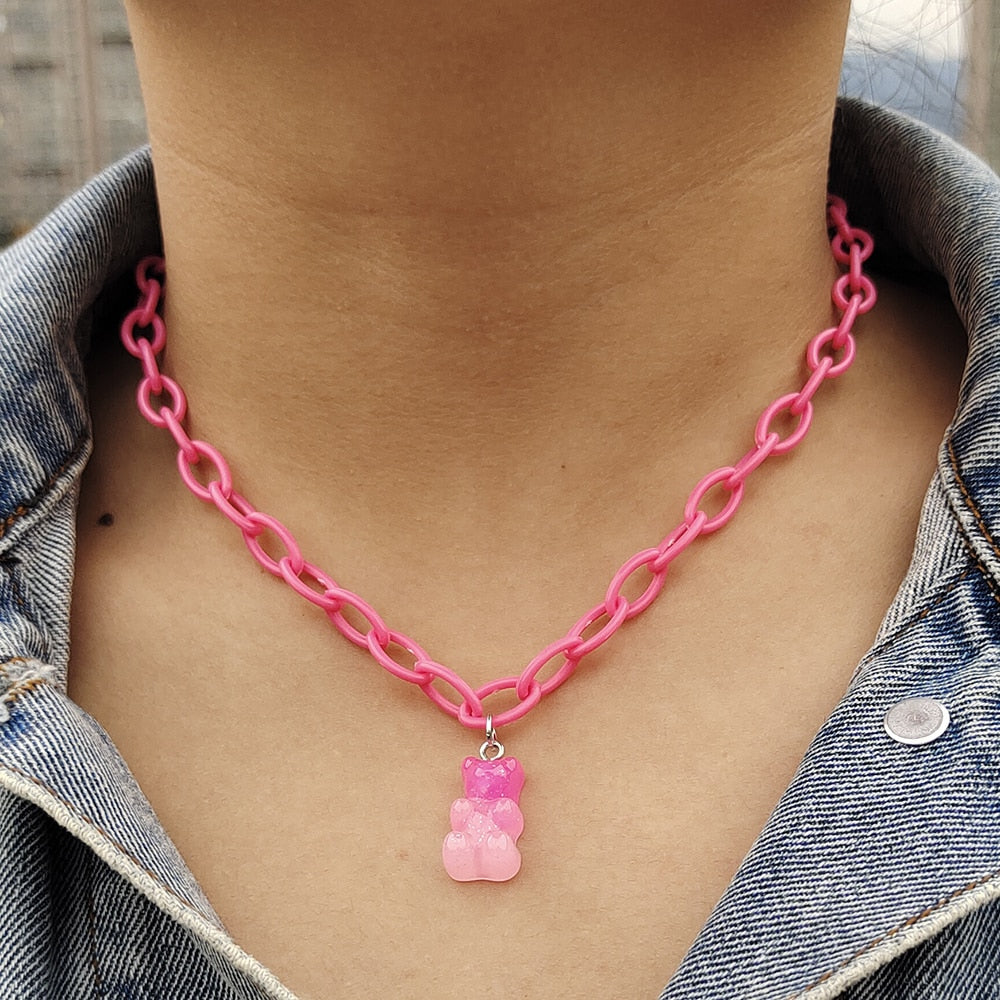 Egirl Kawaii Gummy Bear Acrylic Necklace