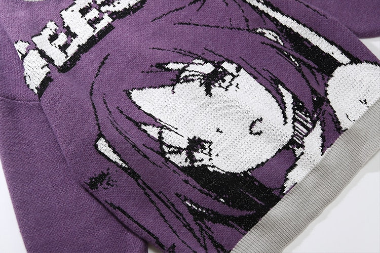 Anime Girl Knitted Sweater Harajuku