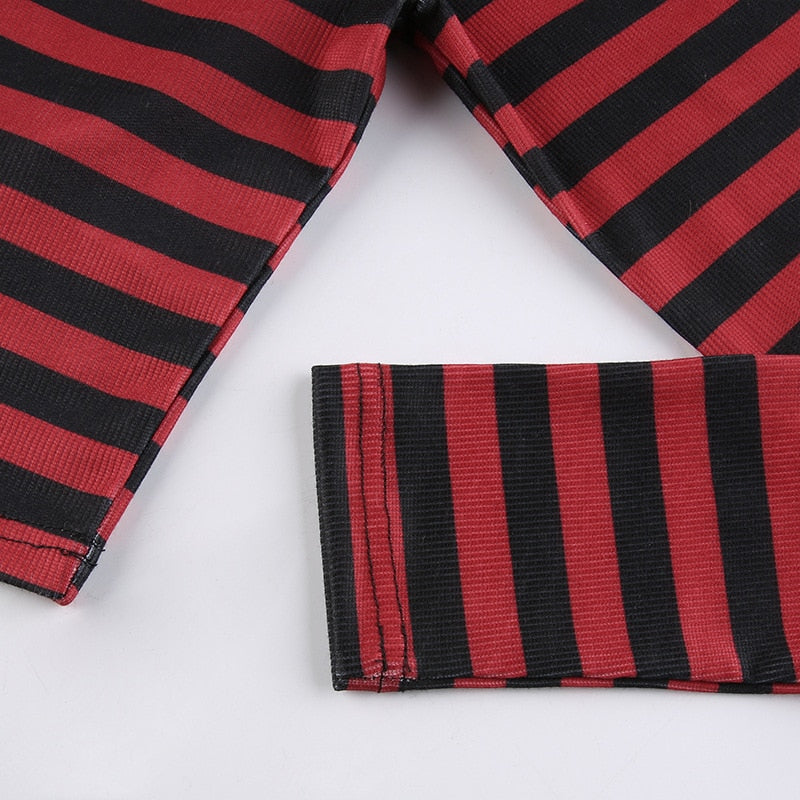 Dark Grunge E-Girl Striped Crop Top