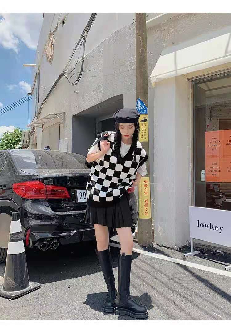 Wednesday Checkerboard Knitted Sweater