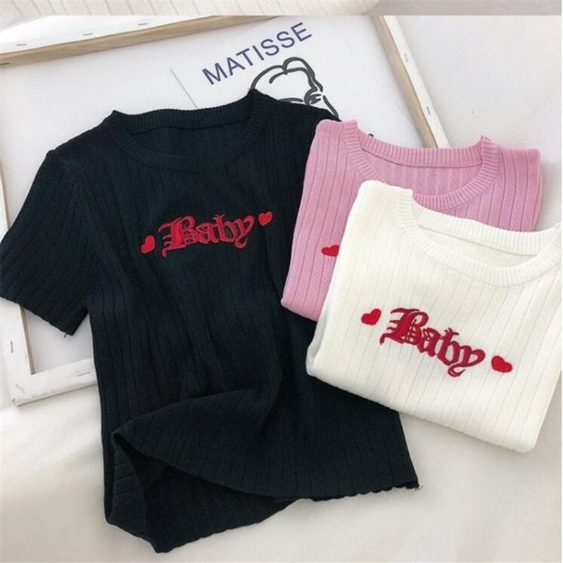 Baby Embroidery Crop Top