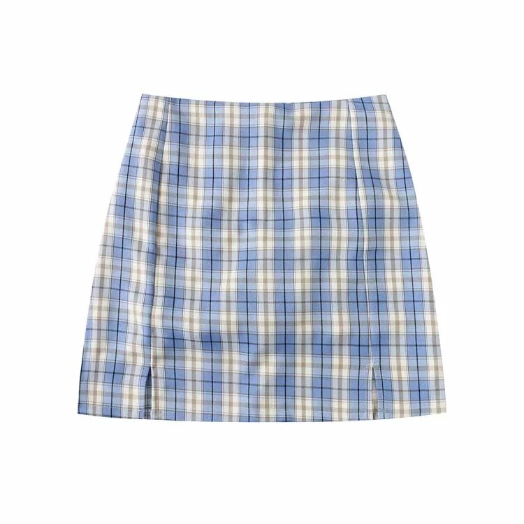 Korean Split Mini Plaid Skirt with Shorts
