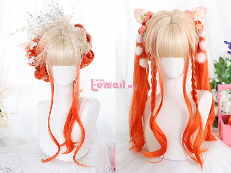 Ombre Cosplay Wig Long Wavy with Bangs